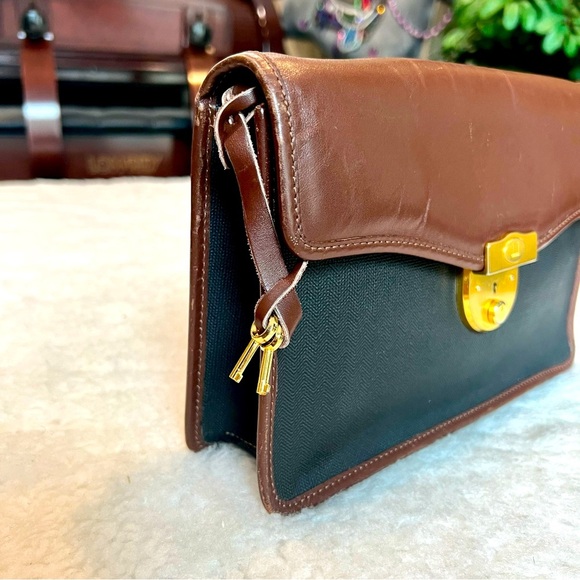 Dunhill Vintage pVC 2 tone Brown/Black PVC Leather Clutch Bag w/ 2 keys - Picture 8 of 16